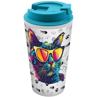 Geda Labels Cool Cat Coffee to go Becher 0,4 l Türkis