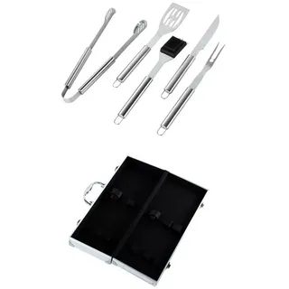 Rungassi Grillbesteck-Set Edelstahl Grillbesteck im Alu Koffer 6 teilig Art.60066