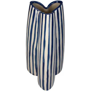Streifen-Vase aus Steingut Blau – Höhe 37 cm