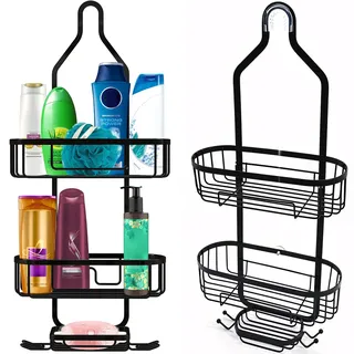 Retoo Duschablage zum Hängen mit 2 Körben 26 x 11 x 55,5 cm, Duschregal an Duschkabinen, Duschkorb mit Seifenhalter, Rostfrei, Hängekorb für Duschgel, Shampoo, Badekugeln, Badebürste, Bad