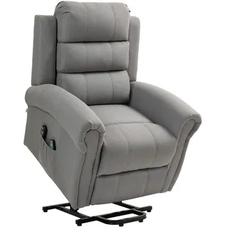 Homcom Fernsehsessel mit Aufstehhilfe 89 x 106 x 91 cm Silber mit Liegefunktion/Massagefunktion