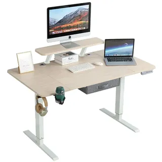 Hilodesk Schreibtisch Höhenverstellbar Elektrisch Stehpult mit Schubladen und Monitorständer Büro Tisch Computertisch Kinderschreibtische 160cm,...
