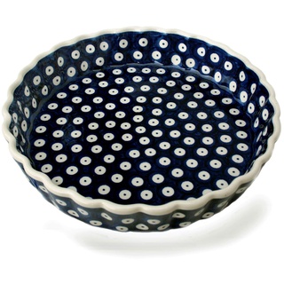 Bunzlauer keramik Tarte- oder Quiche-Form 23 cm (Dekor Blau-Auge)