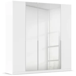 Rauch Möbel Alabama, Kleiderschrank für Schlafzimmer, Kinderzimmer, Wohnzimmer, Garderobe, Flur, 5-türig, Spiegel, mit Zubehör Basic, Farbe Weiß, Breite 226 cm