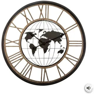 Atmosphera Wanduhr mit Weltkarte 67,0 cm 67 schwarz
