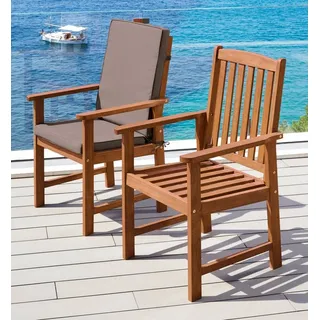 MERXX Gartenstuhl Montana (Set, 2 St), 2er Set, Alu/Textil, braun, inkl. Auflage braun