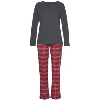 H.I.S. Pyjama kariert Braun/Rot 32