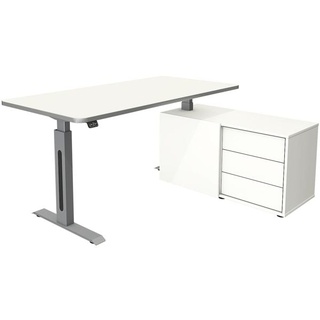 Steh-Sitz-Schreibtisch »Move 1« 160 x 102 cm mit Sideboard weiß, Kerkmann, 160x123x102 cm
