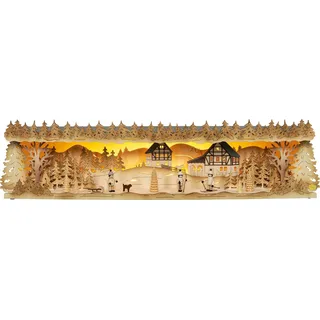 Tietze Erzgebirgsdesign LED Schwibbogen Panorama-Erhöhung Winterkinder exclusiv, 75cm, 76x18,5x15 cm (BxHxT) beige