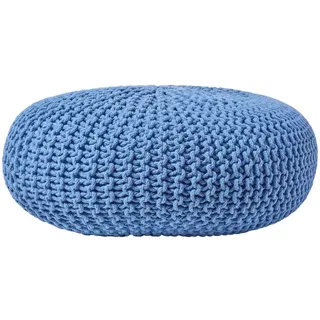 Homescapes Strick-Pouf, Blau, Textil, Uni, Rund, 70x23x70 cm, Wohnzimmer, Hocker, Poufs