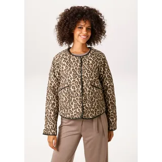 Steppjacke ANISTON CASUAL, Damen, Gr. 38, beige, oliv, braun, taupe, schwarz, Steppware, Obermaterial: 100% Polyester. Futter: 100% Polyester, bedruckt, gemustert, lässig geschnitten hüftlang, Rundhals, Raglanärmel eingefasste Kante, Jacken Steppjacke, mit trendigem Leo-Print