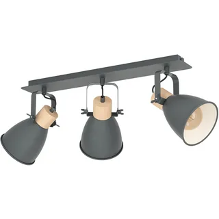 EGLO Coswarth 3-flg. E27 60 cm Retro/Industrial Holz/Stahl