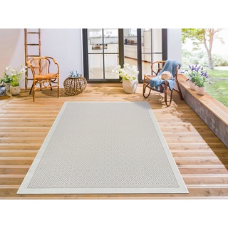 Teppich Aliza, andas, rechteckig, Höhe: 8 mm, mit Bordüre,Rauten-Design, wetterfest & UV-beständig, Outdoor geeignet weiß 240 cm x 320 cm x 8 mm
