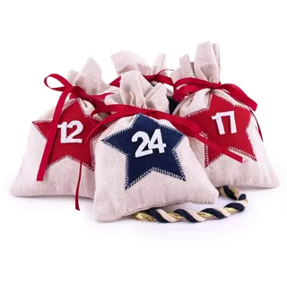 Pajoma Adventskalender zum Befüllen 24 Jutesäckchen Natur