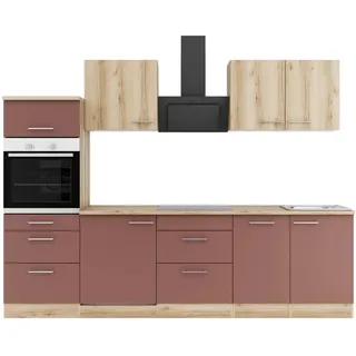 OPTIFIT Küchenzeile Livorno 270 cm Wildeiche/Rostrot
