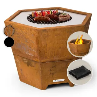 Blumfeldt Hekla 2-in-1-Feuerschale mit Grillfunktion 60 cm Durchmesser wasser- und frostsichere Konstruktion Rost