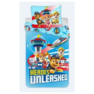 PAW PATROL Kinderbettwäsche Paw Patrol Mikrofaser Bettwäsche 140×200 cm, 70×90 cm, 100% Baumwolle Bettbezug + Kissenbezug blau
