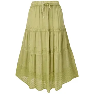 Guru-Shop Minirock Bestickter Boho Hippierock, indischer Maxirock,.. alternative Bekleidung grün