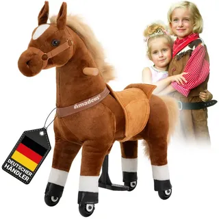 miweba Reitpferd Pony Amadeus Large, Spielpferd, ab 5 Jahren, integrierte Lenkung, Reitpferd, Pony zum reiten, Pferd Spielzeug, Pony, Hüpfpferd braun