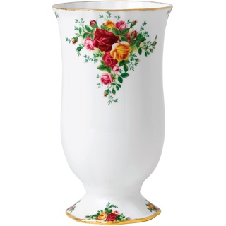 Royal Albert - Old Country Roses Vase Geschenk – Vintage Fine Bone China Display Vase – mittlere Größe – Blumenmuster, 22 cm, weiß