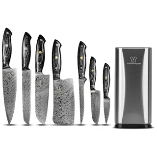 Küchenkompane Messer-Set Messerset mit Edelstahl Messerblock 9-teiliges Set Kumai - rostfrei (2-tlg) grau|schwarz|silberfarben