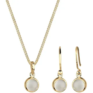 Elli Schmuckset Damen Mondstein Anhänger Elegant Schlicht | 925 Sterling Silber
