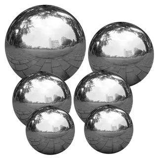 Edelstahl -Blickkugel, 6pcs silberne Kugeln, 2 & 3 & 4 & 6 große glänzende Kugeln, Glaskugeln für Garten, reflektierende Spiegelpolierte Gartenkugel für Home Garden Tond Orament, Blickkugeln