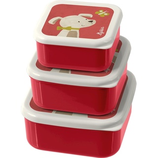 Sigikid 3er-Set Snackboxen Hund, Lunchbox, Rot, Weiss