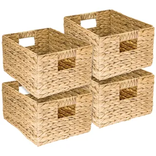 HMF Aufbewahrungskorb faltbar geflochten aus Wasserhyazinthe Seegras 36 x 28 x 20 cm beige