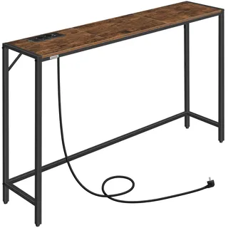 MAHANCRIS Schmal Konsolentisch, Couchtisch, Eingangstisch, Beistelltisch Hinter dem Sofa, Flurtisch, Sofatisch, Einfacher Stil, für Wohnzimmer, Flur, Schlafzimmer, Braun und Schwarz ACTHR112UE01
