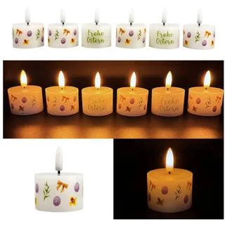 Online-Fuchs LED-Kerze - 6 LED-Teelichter mit Timer im Frühling-Design - Osterdeko (realistische Kerzenflamme, inklusive Geschenkverpackung), inklusive praktischer 6-Stunden Timerfunktion grün