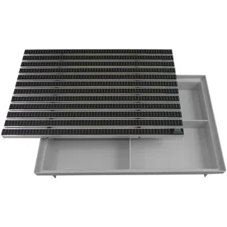 Emco Fußmatte Eingangsmatte DIPLOMAT + Bodenwanne, Bürsten Grau, rechteckig, Höhe: 75 mm, Größe: 600x400 mm, für Innen- und Außenbereich grau