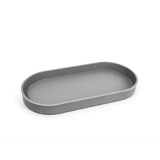 VCREATC Graues kleines Tablett (30 cm), ovales Tablett für Küchentheke, Badewanne, Badezimmer, Waschtischartikel, Arbeitsplatten-Organizer, Kaffee-Zubehör, Bar, Serviergewürze, Salz und Pfeffer, Seife