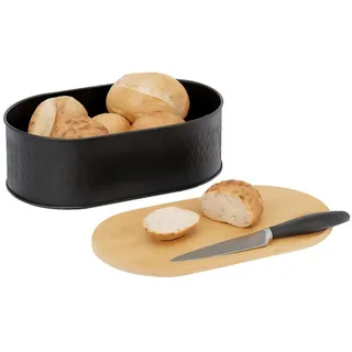 Relaxdays Brotkasten Bambus Schwarz