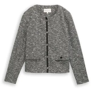 Tom Tailor Damen Regular Fit Bouclé Jacke, schwarz, Meliert, Gr. S