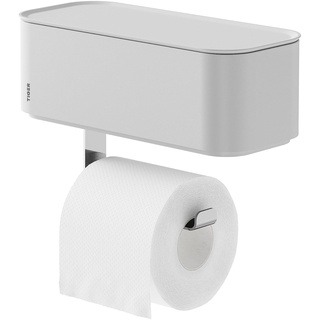 Tiger 2-Store Toilettenpapierhalter mit Aufbewahrungsbox, Toilettenrollenhalter mit integrierter Box für z.B. feuchtes Toilettenpapier, Farbe: Weiß