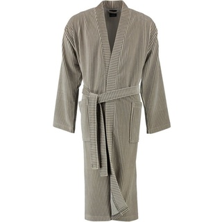 Cawö Bademantel, Langform, Baumwolle, Kimono-Kragen, Gürtel, Kimono Form beige|braun 50-52