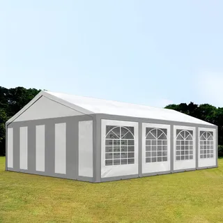 TOOLPORT Partyzelte 5 x 8 m inkl. 4 Seitenteile Grau/Weiß