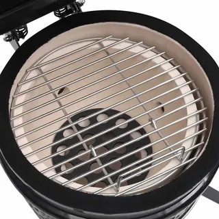 vidaXL 2-in-1 Kamado-Grill Smoker Keramik schwarz