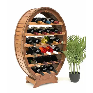 DanDiBo Weinregal Holz Stehend Weinfass 24 Flaschen Braun Flaschenregal Flaschenhalter Fass