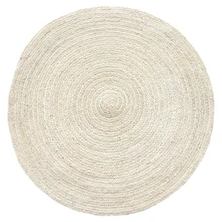 HAMID - Jute Teppich Rund Elfenbein, Alhambra Teppich Handgewebt 100% Naturfaser de Jute, Teppich Wohnzimmer, Schlafzimmer, Flurteppich Farbe Elfenbein, (100X100cm)