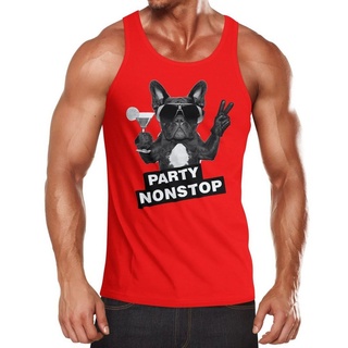 Neverless Tanktop Party Herren Tank-Top Nonstop Mops French Bulldog Muskelshirt Muscle Shirt Neverless® mit Print rot XXL