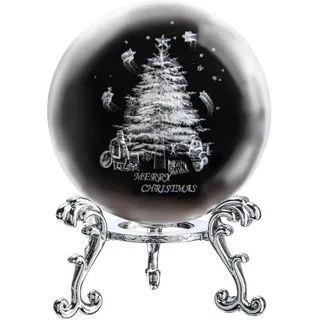 HD LIVING 3D Glas Weihnachtsbaum Figur 60mm Kristallkugel mit Ständer Glaskugel Briefbeschwerer Weihnachten Ornament Dekor für Zuhause
