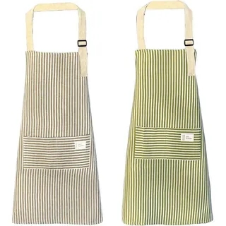 LuxusKollektion Kochschürze Küchenschürze Damen 2er Set Tasche Baumwolle 72cm*68cm Grün+Grau bunt