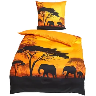 Traumschlaf Afrika Mako-Satin Gelb 135 x 200 cm + 80 x 80 cm