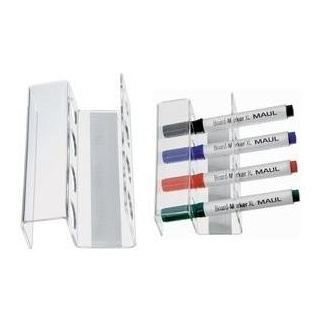 MAUL Stiftehalter aus Acryl für 4 Stifte, glasklar magnethaftend, zur Aufbewahrung von Whiteboard- oder Flip - 1 Stück (6388405)
