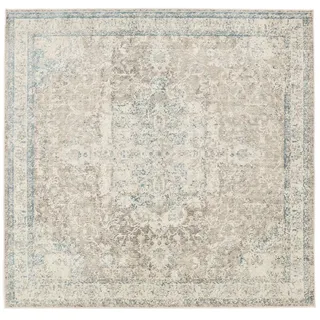 RugVista Nadia Teppich, 200 x 200 cm, Cremeweiß/Greige | Vintage, Quadratisch, Niedriger Stapel, Nur chemische Reinigung, Oeko-Tex 100