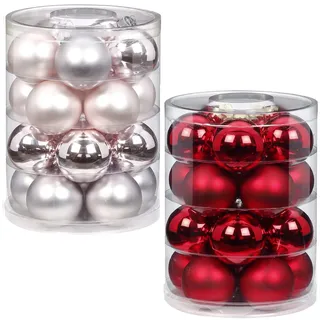Inge Glas Magic 40 Weihnachtskugeln im Set | Echtglas-Christbaumkugeln in besonderen Farben | Hochwertiger Christbaumschmuck (Sangria Sunsets | rosa mit rot)