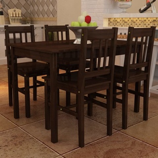 CLORIS MÖBEL- Sitzgruppe Esstisch-Set BraunEsstisch Holztisch mit 4 Holzstühlen Esszimmerset braun,Wohnzimmer und GartenVintage39949
