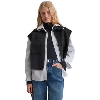 Steppweste MARC O'POLO "aus edlem Woll-Doubleface", Damen, Gr. 44, schwarz (deep night blau), Obermaterial: 50% Wolle (Schafwolle), 47% Polyester, 3% Sonstige Fasern, unifarben, loose fit, Westen Steppweste